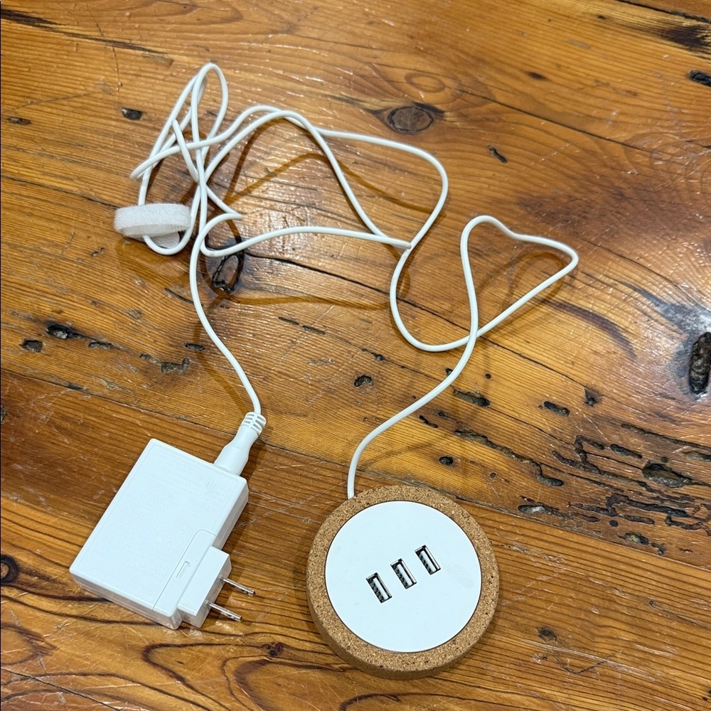 IKEA White USB Charging Hub with Cork Base